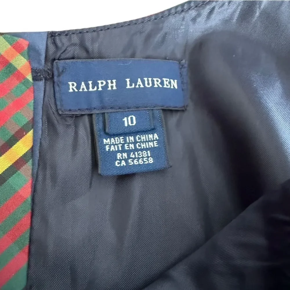 Ralph Lauren Dress Plaid Belted Ribbon Pockets 10